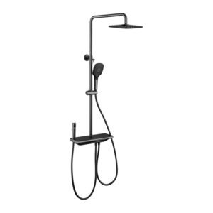 Glory usponski tuš sa termostatskom baterijom, ručnim tušem i izlivom – gun grey