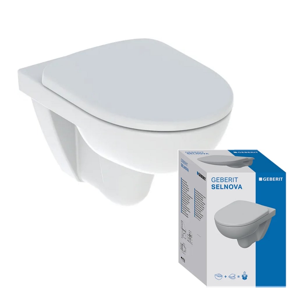 SET - Wc šolja konzolna GEBERIT - SELNOVA RIMFREE sa softclose daskom [501.751.00.1]