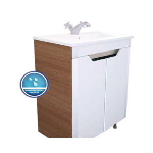 Ormarić stojeći AHRI-glossy white & oak 71cm + umivaonik SLIM [E-710]